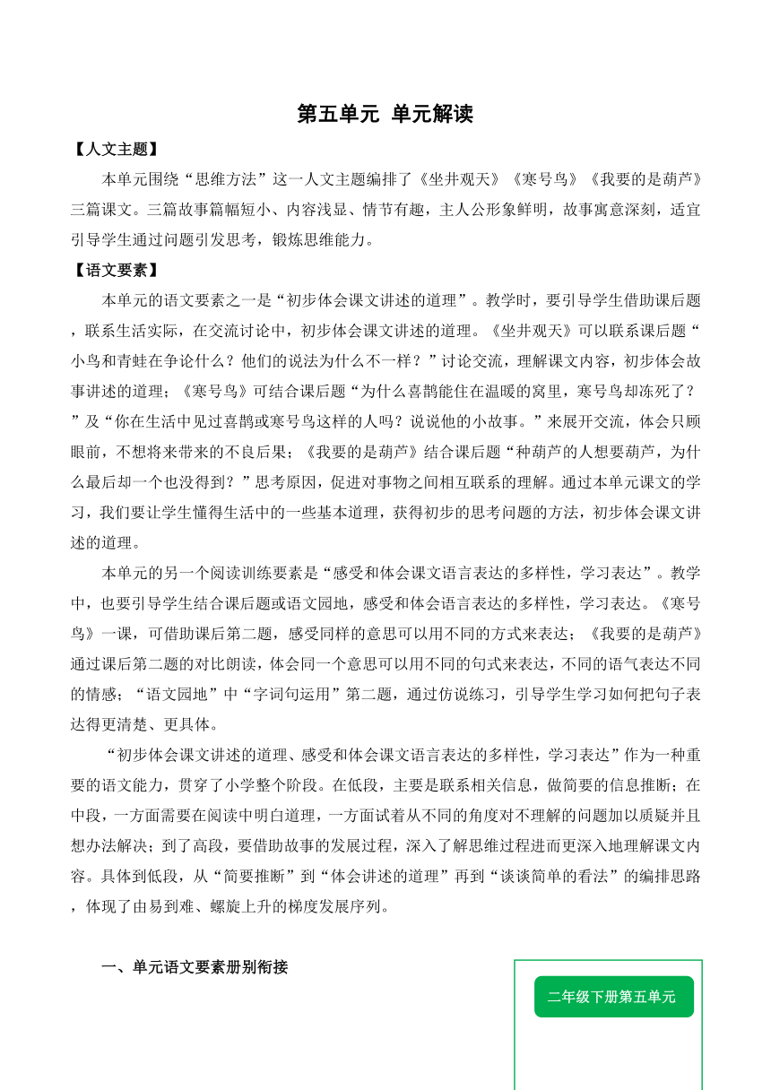 统编版二年级语文上册 第四单元 单元解读