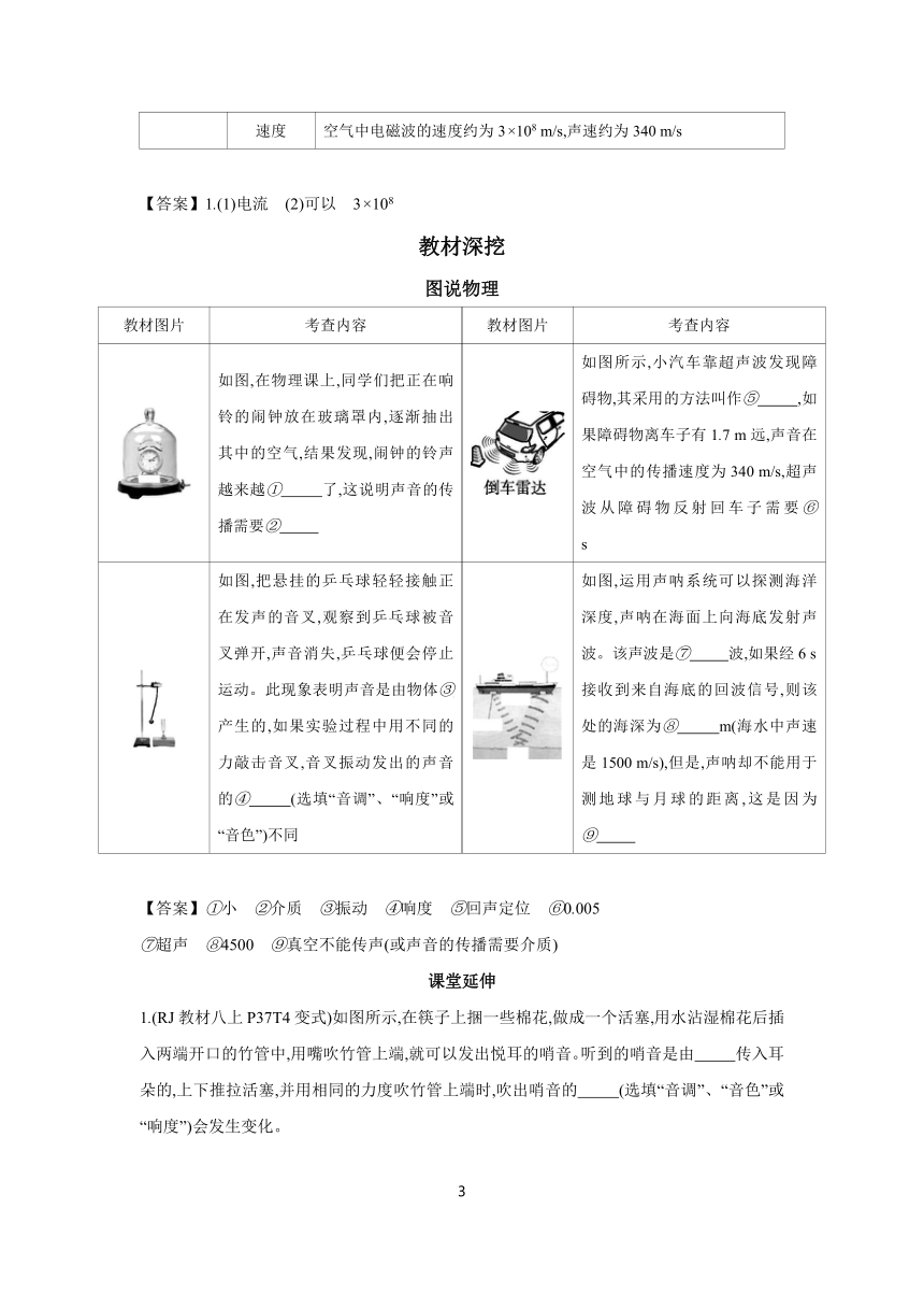 2024年中考物理一轮复习 考点精讲 学案 第1章 声与电磁波（含答案）