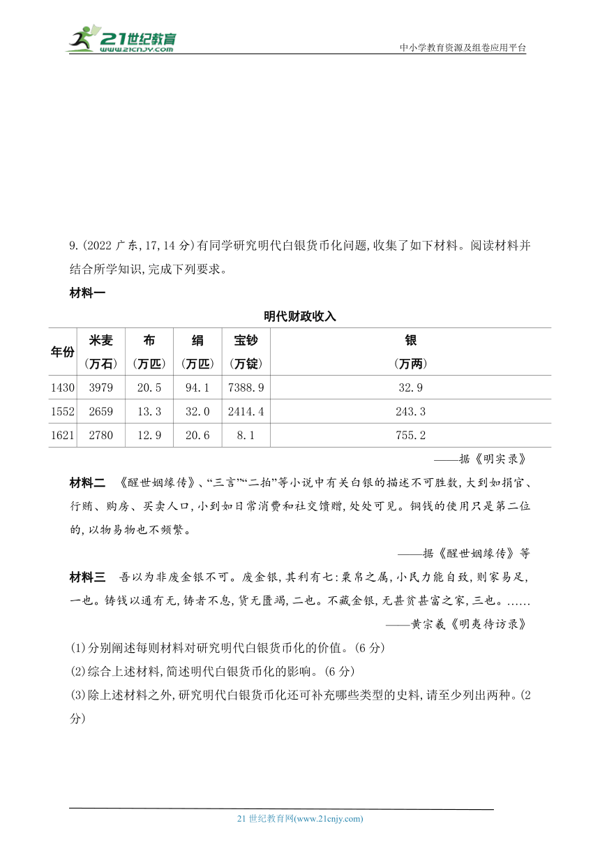 2025新教材历史高考第一轮基础练习--第十五单元货币与赋税制度基层治理与社会保障（含答案）