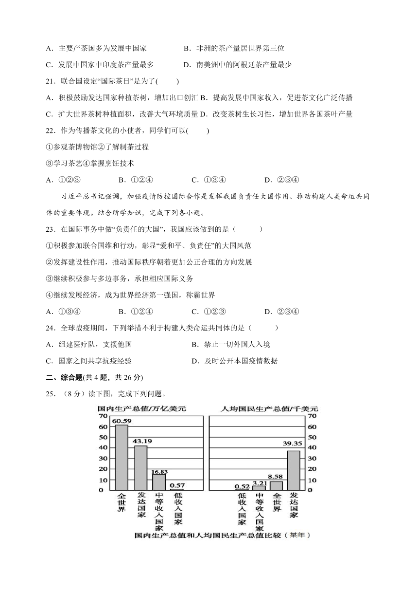 人教版七年级上册地理第五章《发展与合作》测试卷（含解析）