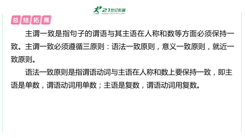 2024年中考英语二轮语法复习专题十三　主谓一致 课件