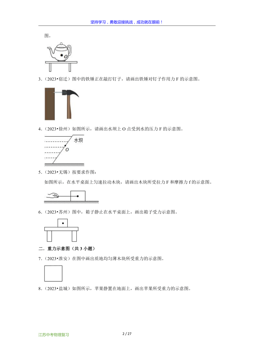 江苏省12市2023年中考物理真题按题型难易度知识点分类汇编-07作图题知识点分类（含解析）