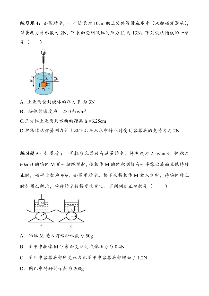 2023~2024学年湖北省武汉市四月调考物理复习专题——浮力（含答案）