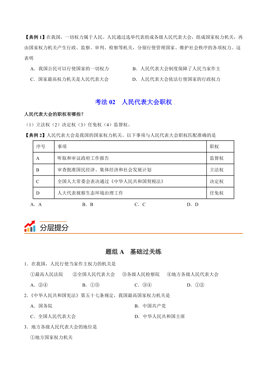 统编版八年级道德与法治下册同步精品讲义6.1国家权力机关(学生版+解析)