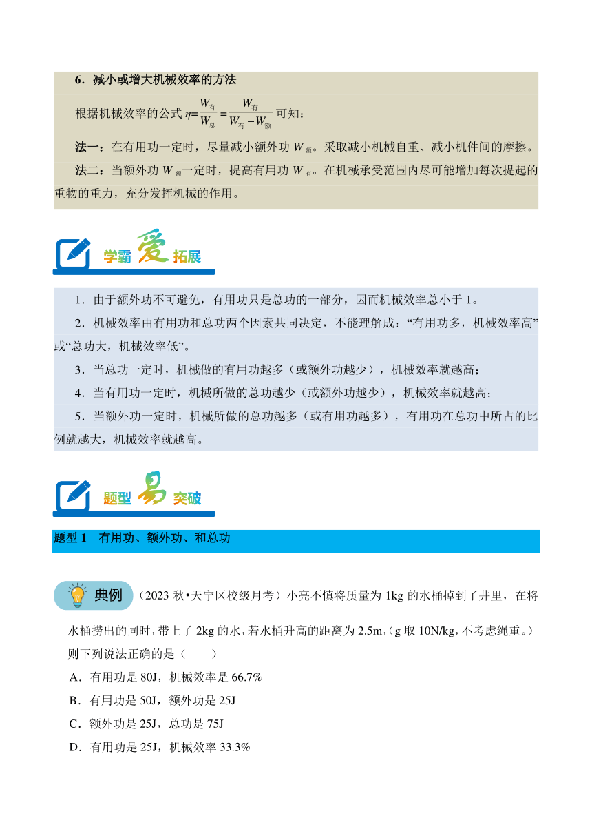 2023-2024学年八年级下册物理人教版专题17 机械效率讲义（含答案）