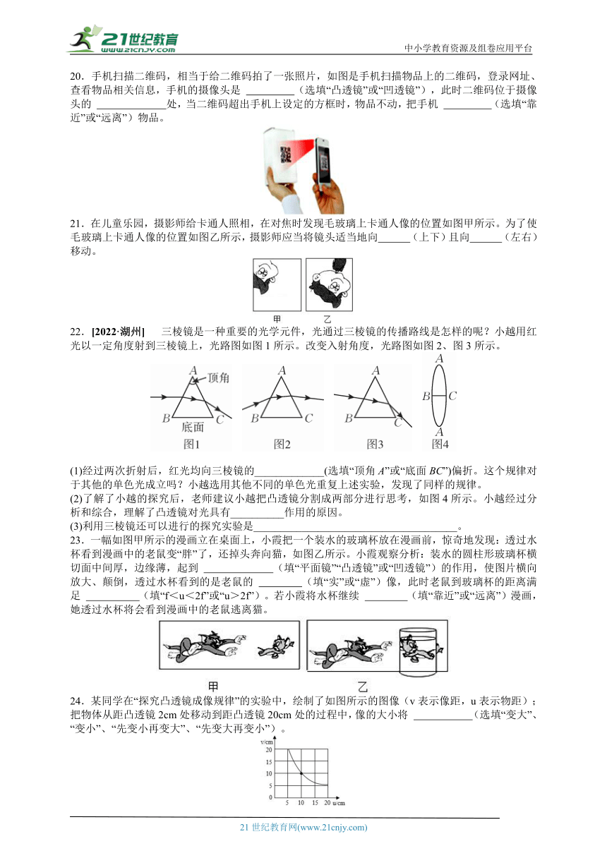 【新思维】2024中考科学复习 专题8 透镜与视力缺陷（含答案）