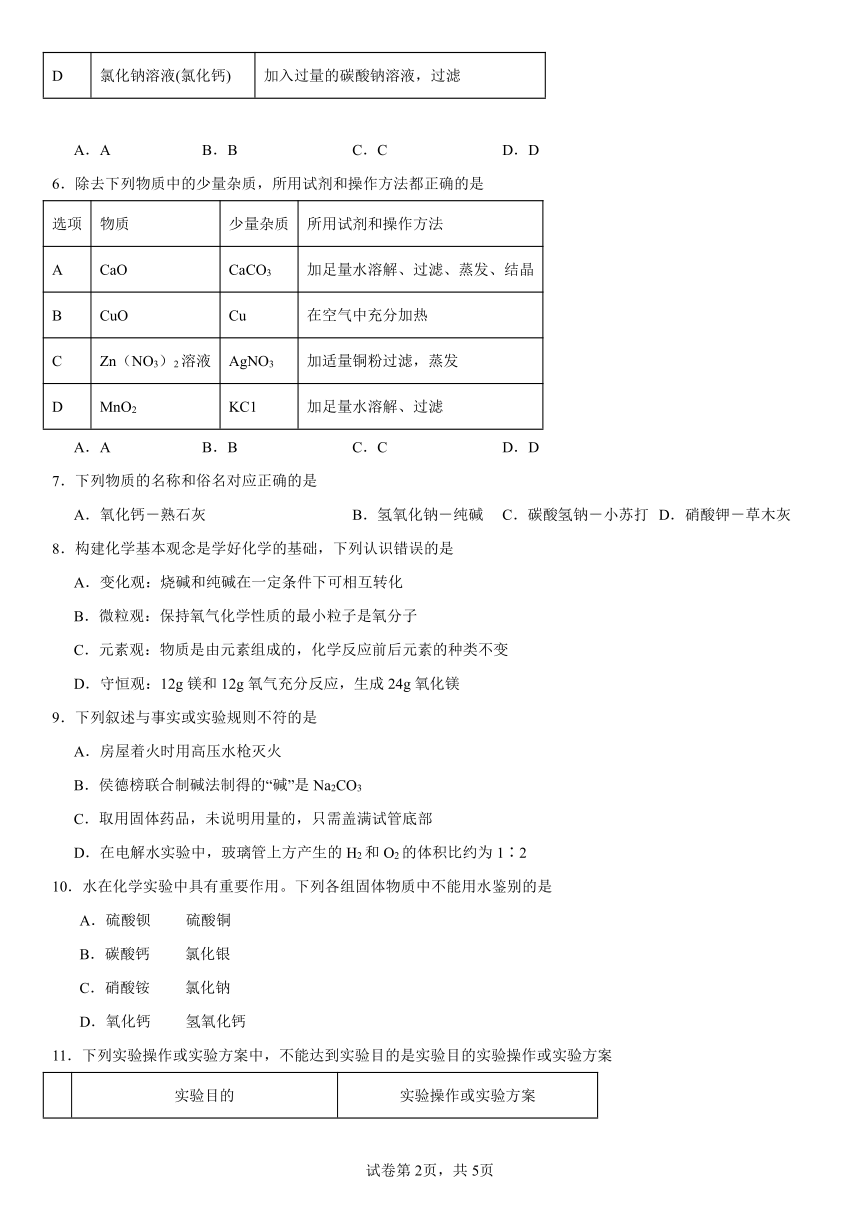 第十一单元盐化肥基础练习题(含解析) 2023-2024学年人教版九年级化学下册