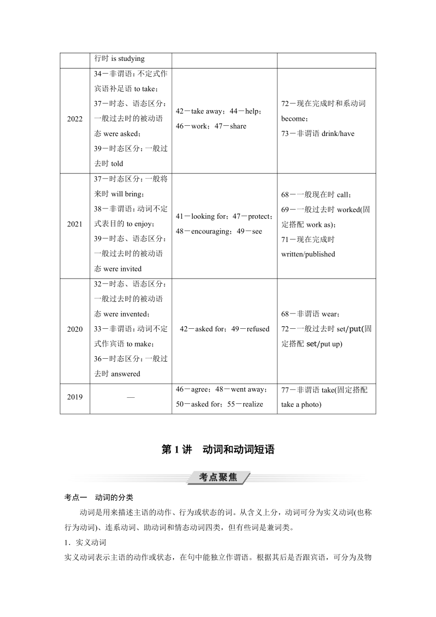 2024年中考英语人教版一轮复习专题讲义 学案   第1讲　动词和动词短语