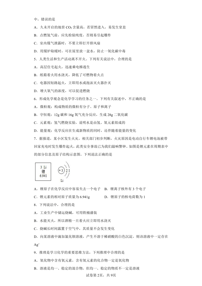 2024年山东省济南第五中学中考化学模拟试题（含解析）