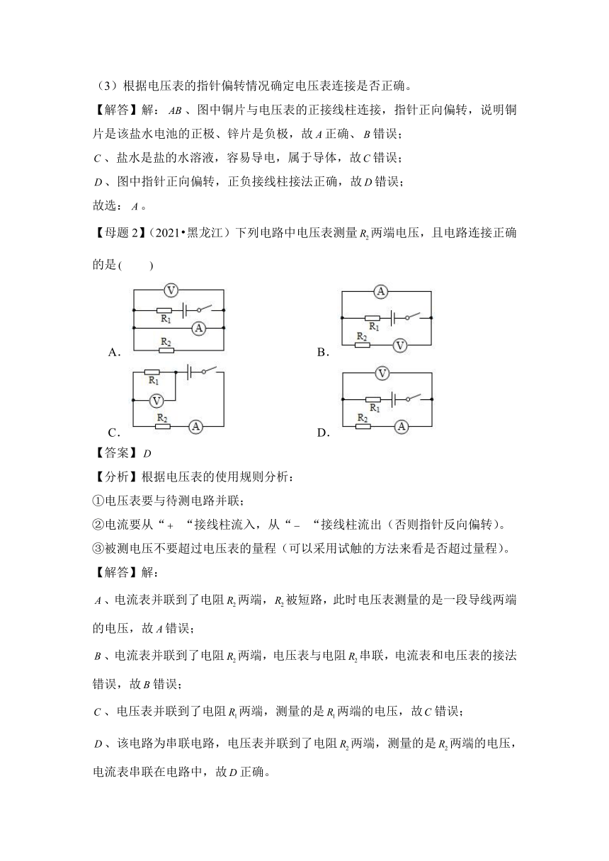 2024年中考物理母题解密专题16 电压和电阻讲义（含解析）