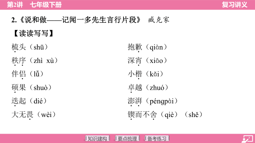 第2讲 七年级下册-2024年中考语文一轮复习课件（282张PPT）