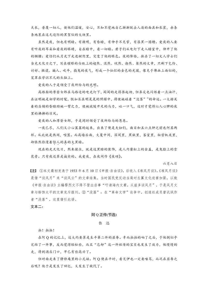 5.1《阿Q正传(节选)》 课时练（含答案）2024春高中语文统编版选择性必修下册