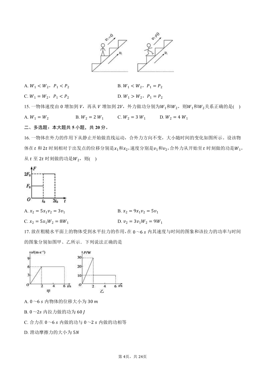 鲁科版高中物理必修第二册 1.1 机械功 同步练习卷-普通用卷（含解析）