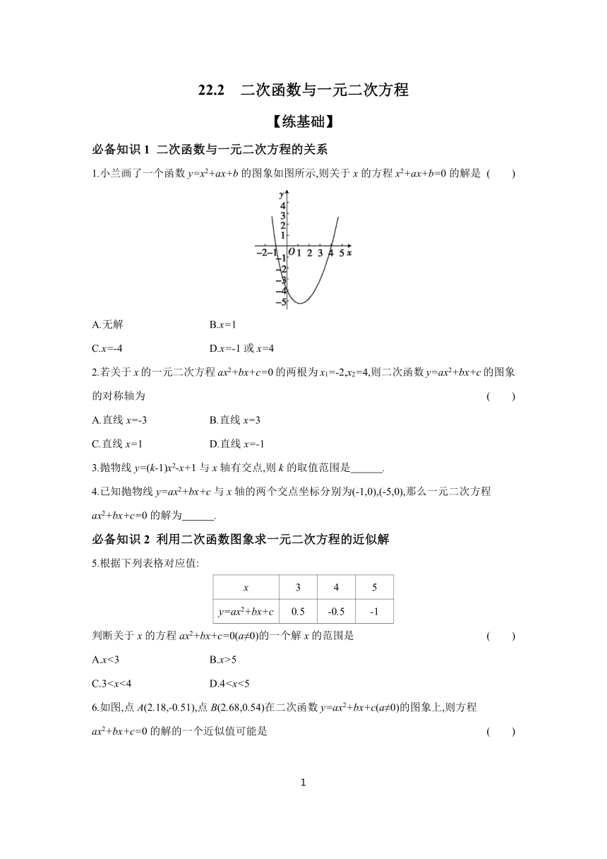 22.2 二次函数与一元二次方程  分层练习（含答案） 2023-2024学年数学人教版九年级上册