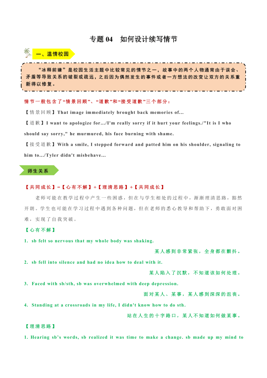 2024年新高考英语读后续写思维培优专题04  如何设计续写情节 素材