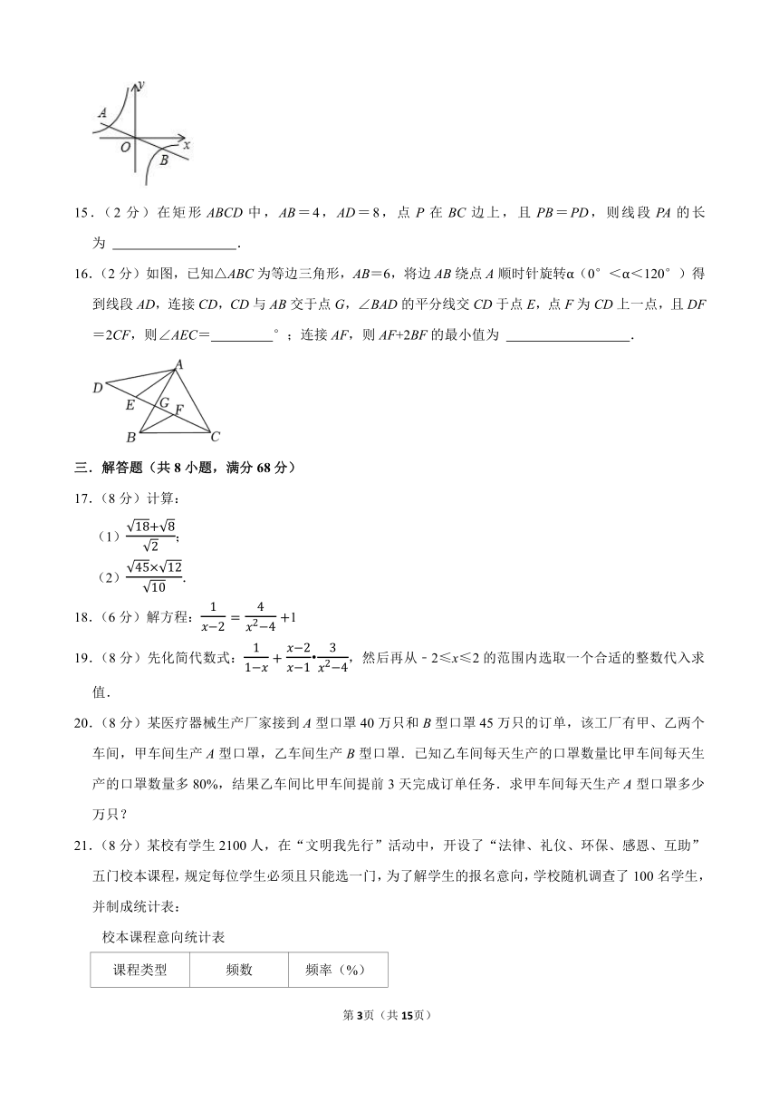 2023-2024学年江苏省南京师大附中仙林学校初中部八年级（下）月考数学模拟试卷（5月份）（含解析）