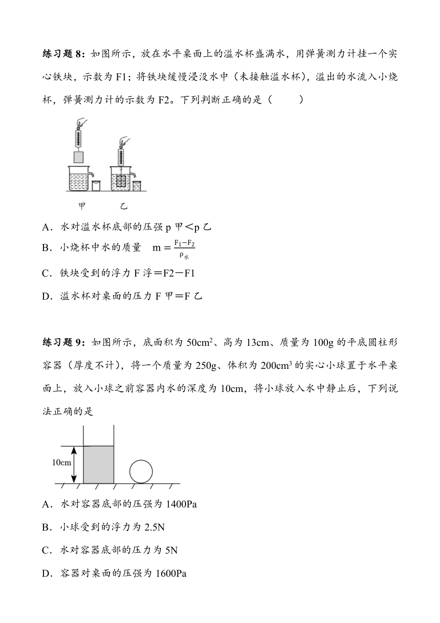 2023~2024学年湖北省武汉市四月调考物理复习专题——浮力（含答案）