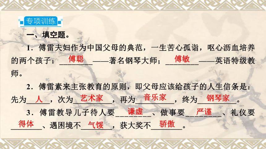 2024年中考语文一轮复习专题1 名著阅读  傅雷家书  课件(共17张PPT)