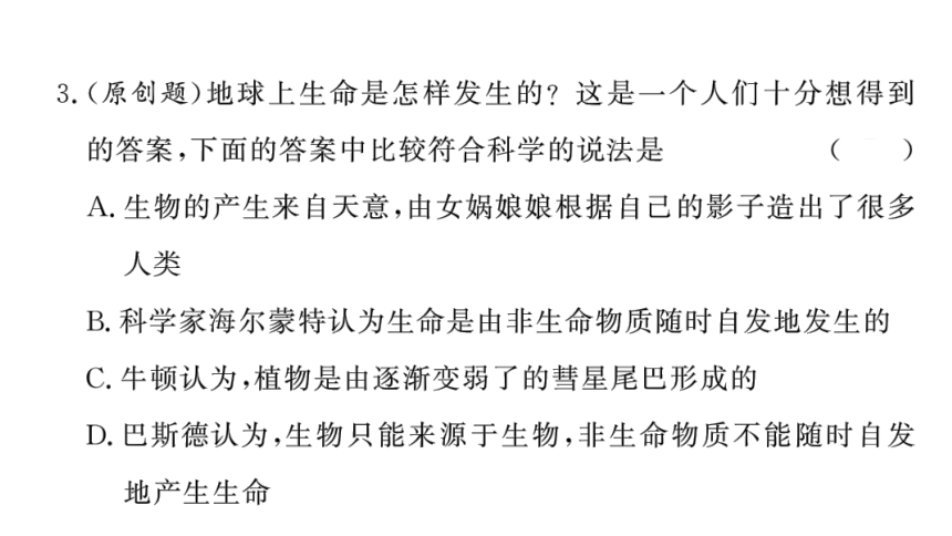 7.21.1 生命的起源 习题课件(共14张PPT) 北师大版 八年级下册