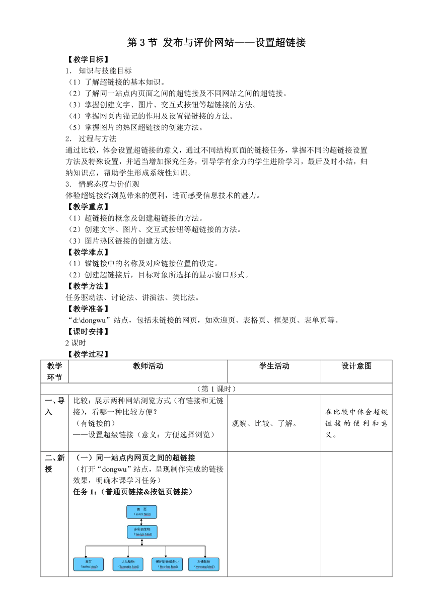 3.3.1设置超链接  教学设计 2023—2024学年苏科版（2018）初中信息技术八年级全一册