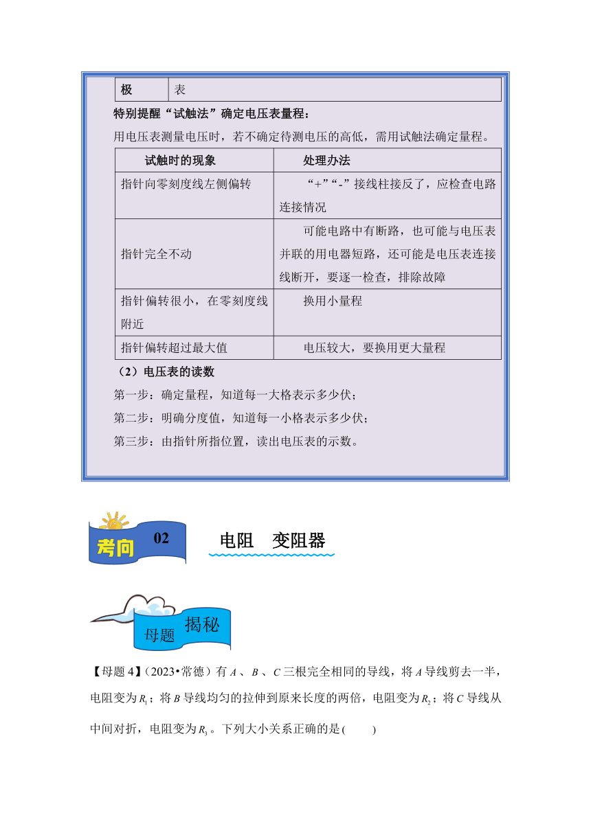 2024年中考物理母题解密专题16 电压和电阻讲义（含解析）