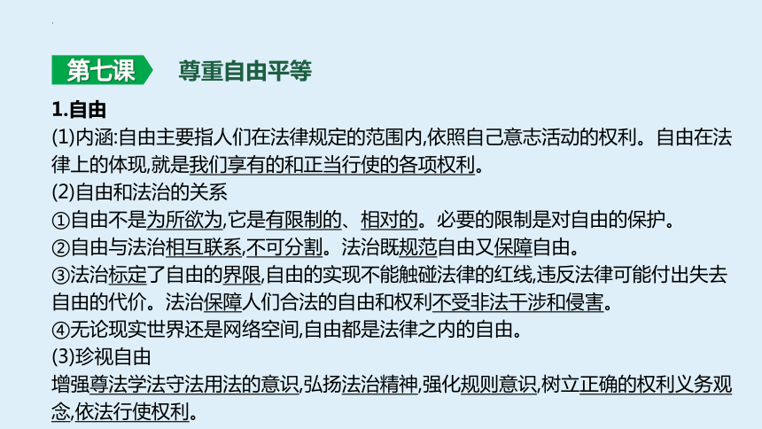 八年级下册 第四单元 崇尚法治精神 复习课件(共58张PPT)-2024年中考道德与法治一轮复习