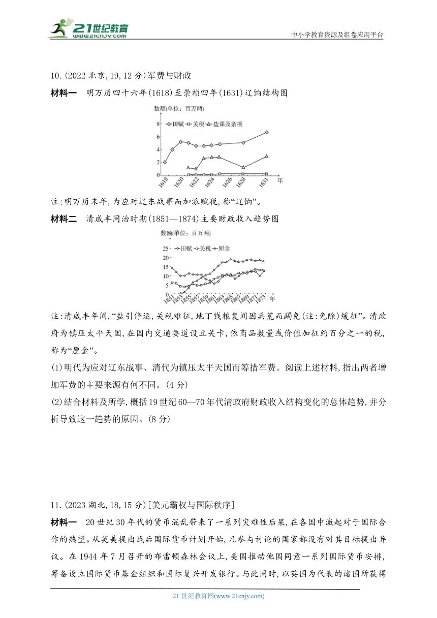 2025新教材历史高考第一轮基础练习--第十五单元货币与赋税制度基层治理与社会保障（含答案）