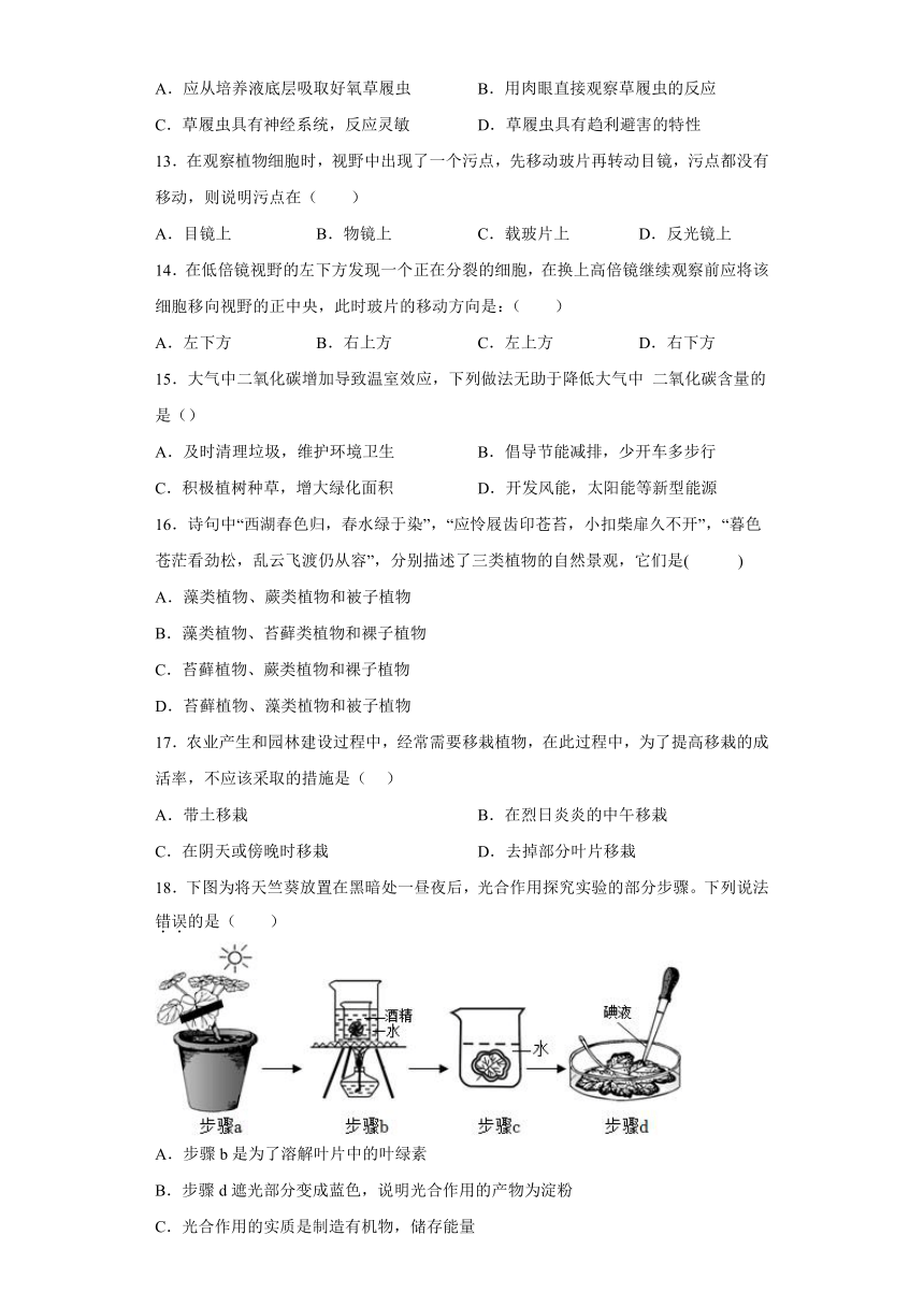 湖南省衡阳市外国语学校等校2023-2024学年七年级上学期期末联考 生物试题（含解析）