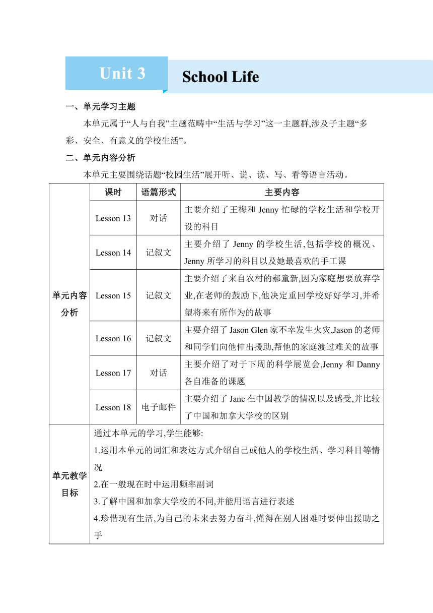 【2022新课标】Unit 3 Lesson 13  How Is School Going？教案 冀教版七年级下册