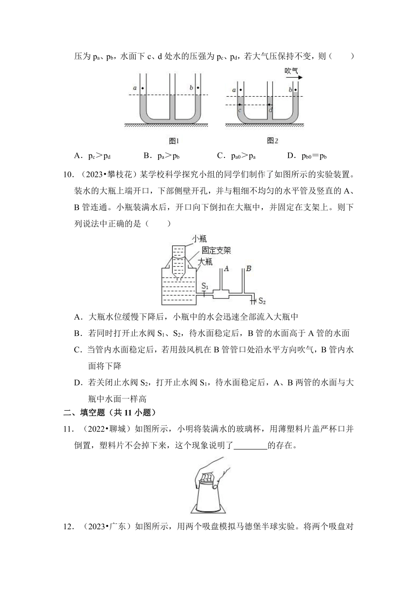 2024年中考物理模型复习专题14 大气压强和流体压强考点精练（含解析）