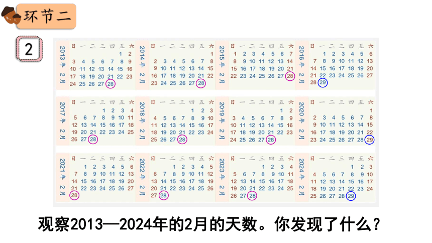 2024（大单元教学）人教版数学三年级下册6.2  认识平年和闰年课件（共19张PPT)