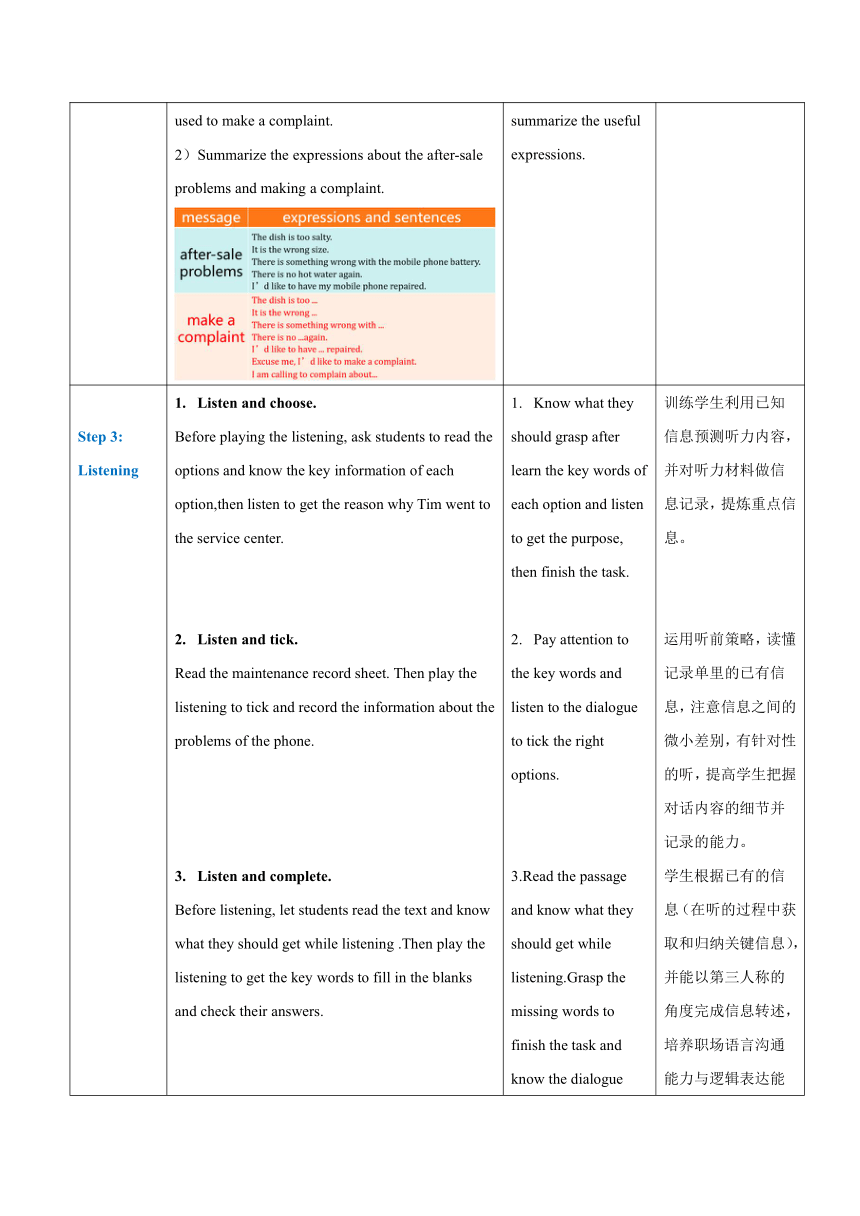 中职英语 高教版（2021）基础模块3 Unit 4 Customer Service Part 1-2教案（表格版）