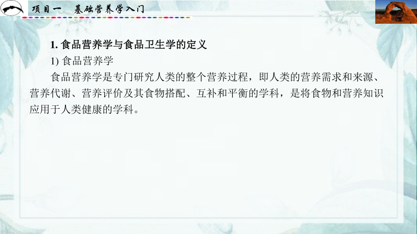 项目1  基础营养学入门_1 课件(共31张PPT)- 《食品营养与卫生》同步教学（西安科大版）