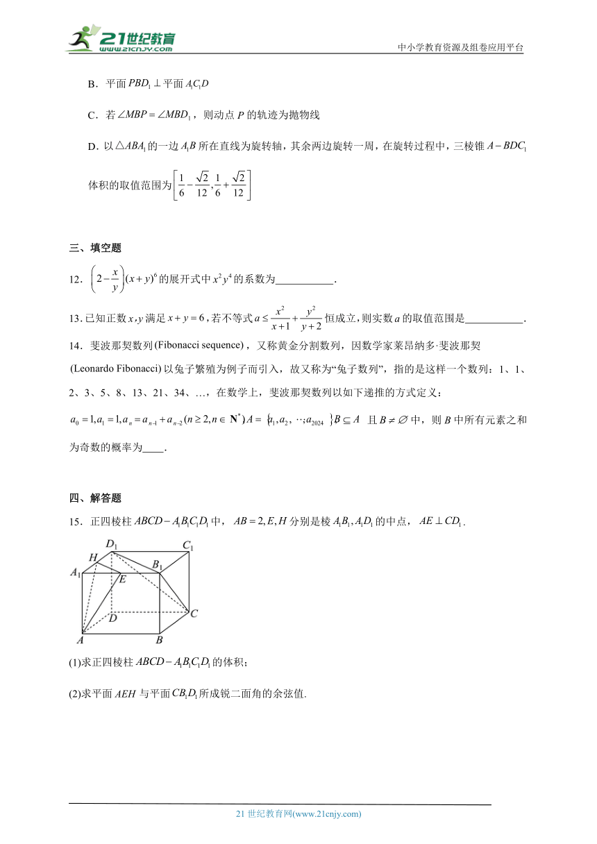 浙江省2024届高考数学易错检测卷（含解析）