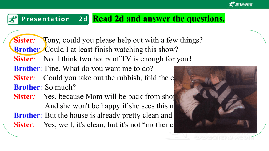 Unit 3 Could you please clean your room? Section A 2d& Grammar-4c课件