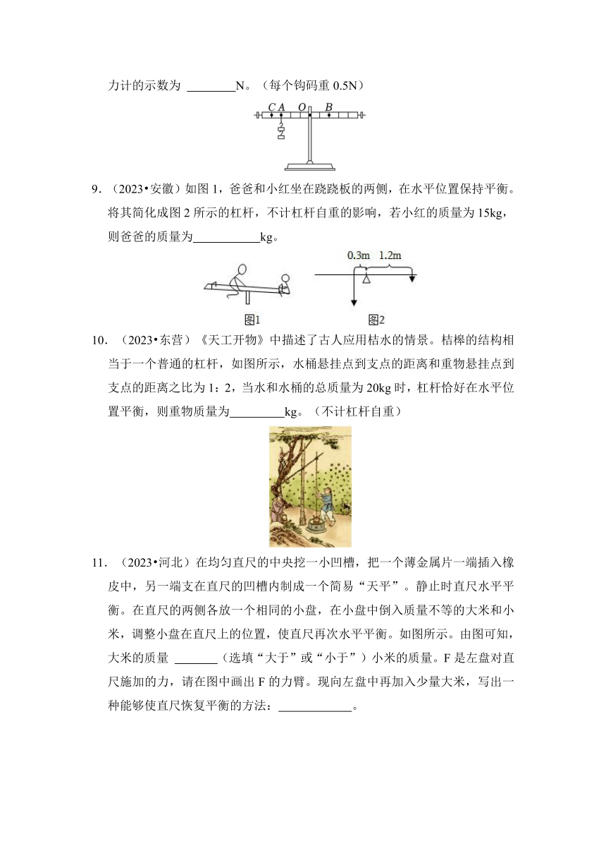 2024年中考物理模型复习专题17 杠杆考点精练（含解析）