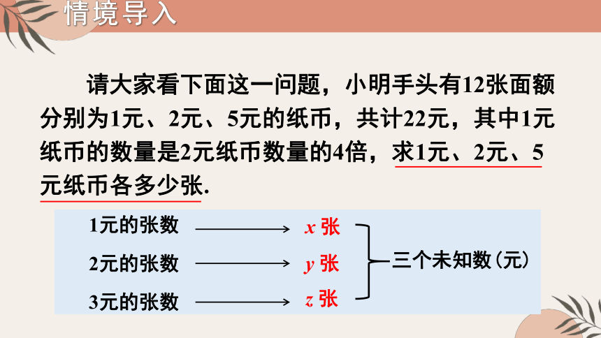 最新人教版七下数学 8.4 三元一次方程组的解法  课件(共23张PPT)