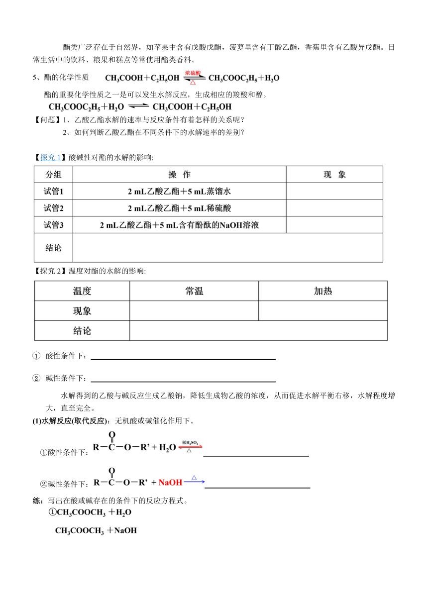 3.4.2 羧酸衍生物 导学案（无答案）  高二化学人教版（2019）选择性必修3