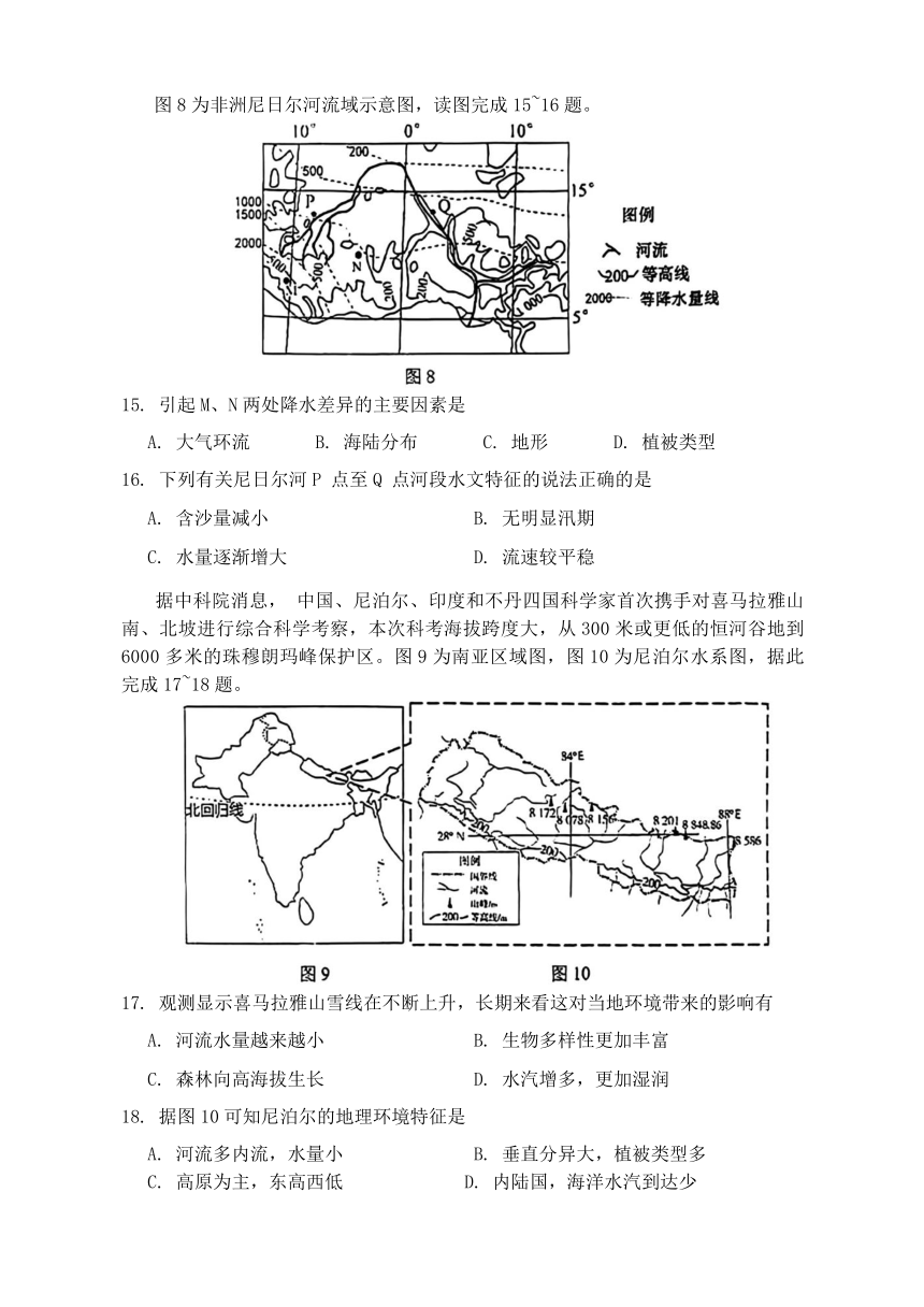 黑龙江省哈尔滨市第三中学校2023-2024学年高二上学期期末考试地理试卷 （无答案）