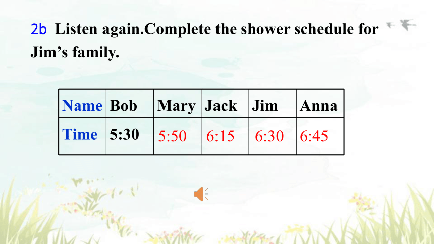 Unit 2 What time do you go to school?Section A 1a-2d 课件 2023-2024学年人教版英语七年级下册 (共37张PPT，含内嵌音频)