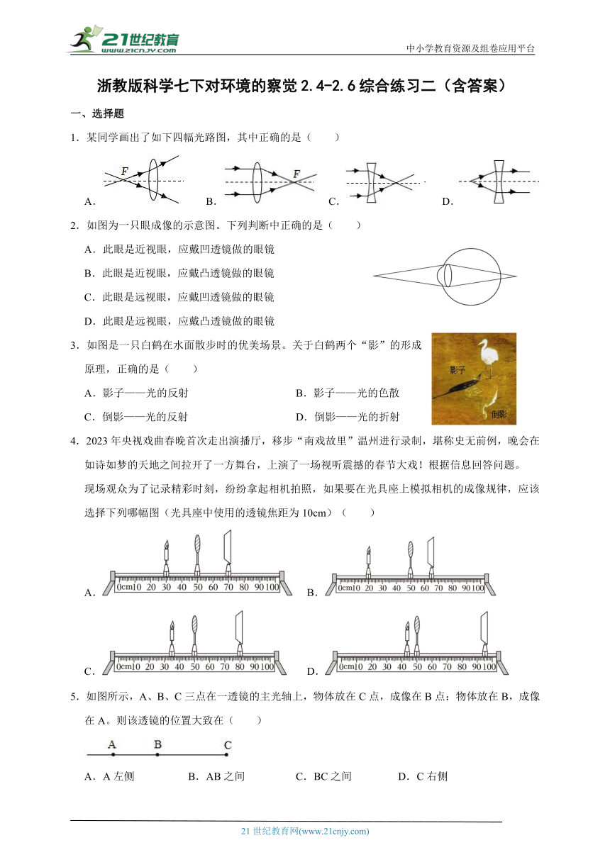 浙教版科学 七下 2.4-2.6综合练习二（含答案）