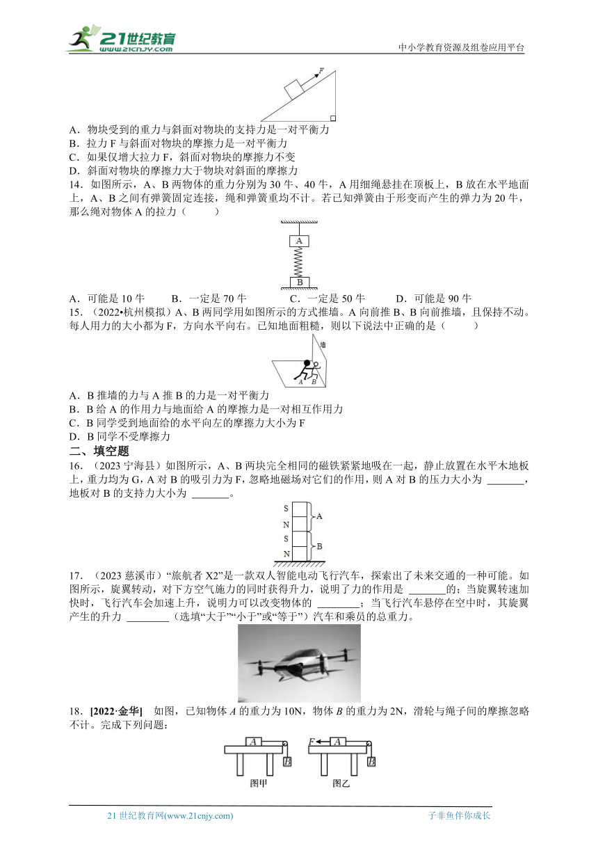 【新思维】2024中考科学复习  专题2受力分析（含答案）