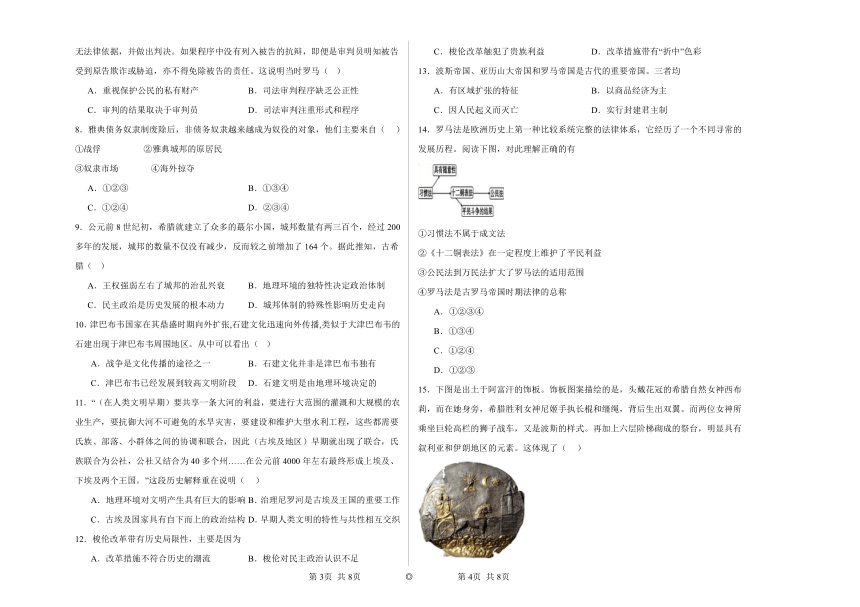 第一单元 古代文明的产生与发展 单元检测（含解析）---2023-2024学年高中历史统编版（2019）必修中外历史纲要下