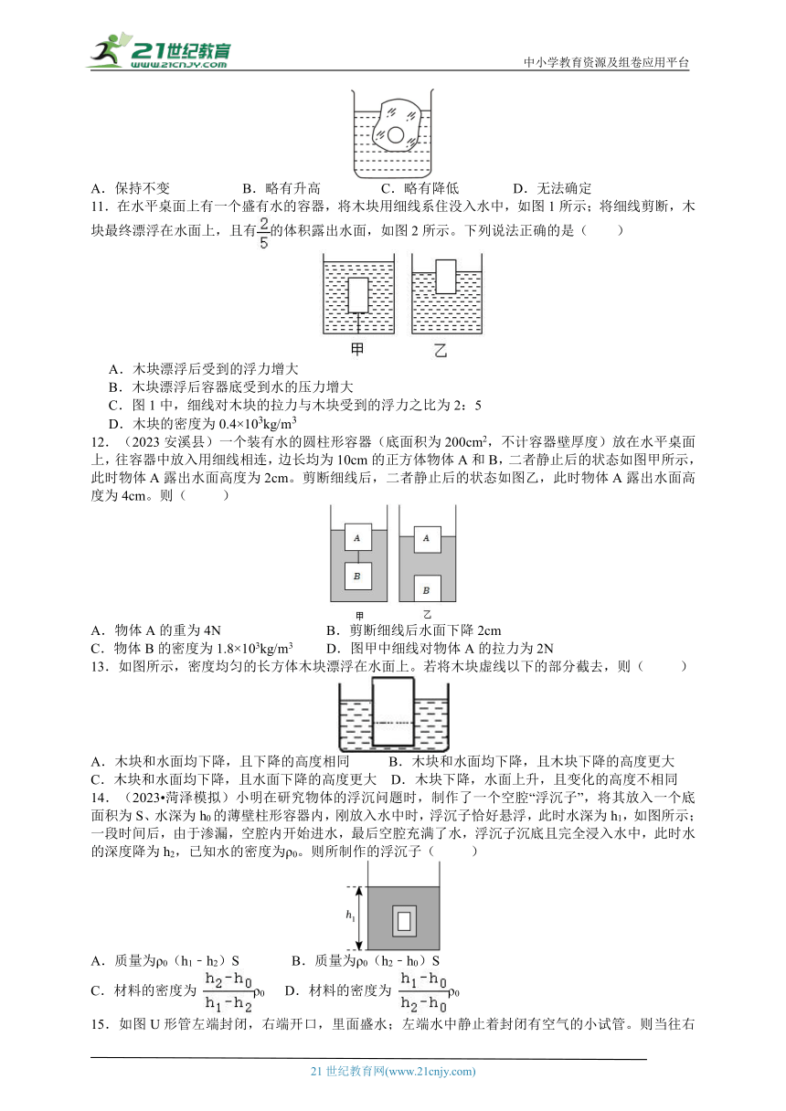 【新思维】2024中考科学复习 专题4 浮力（含答案）