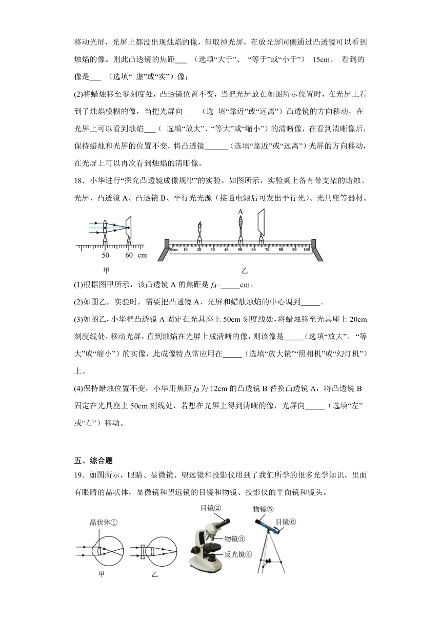 第五章《透镜及其应用》章末复习2023-2024学年物理人教版八年级上册（Word解析版）