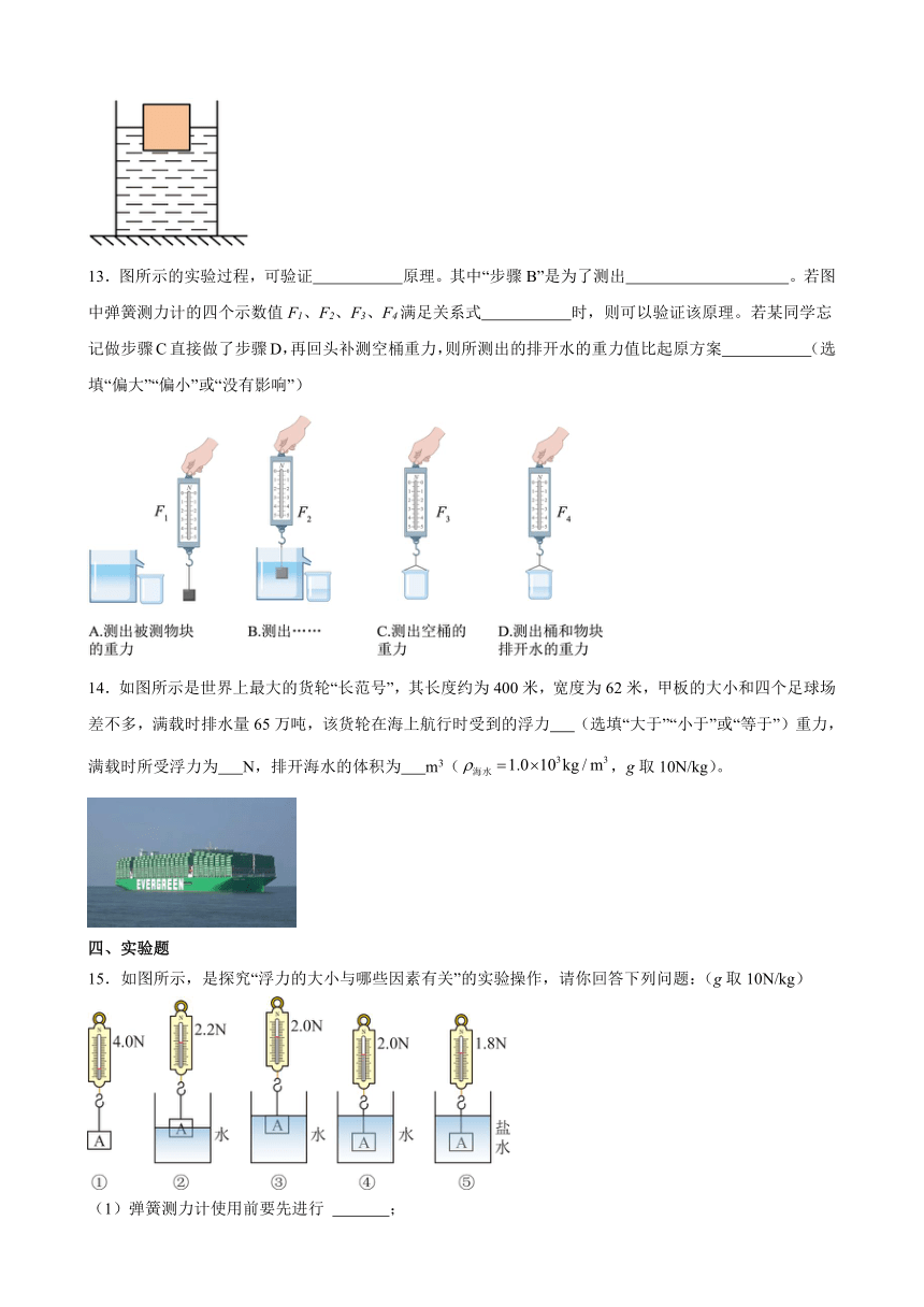 10.2 阿基米德原理 同步练习 （含解析）2023-2024学年人教版物理八年级下册