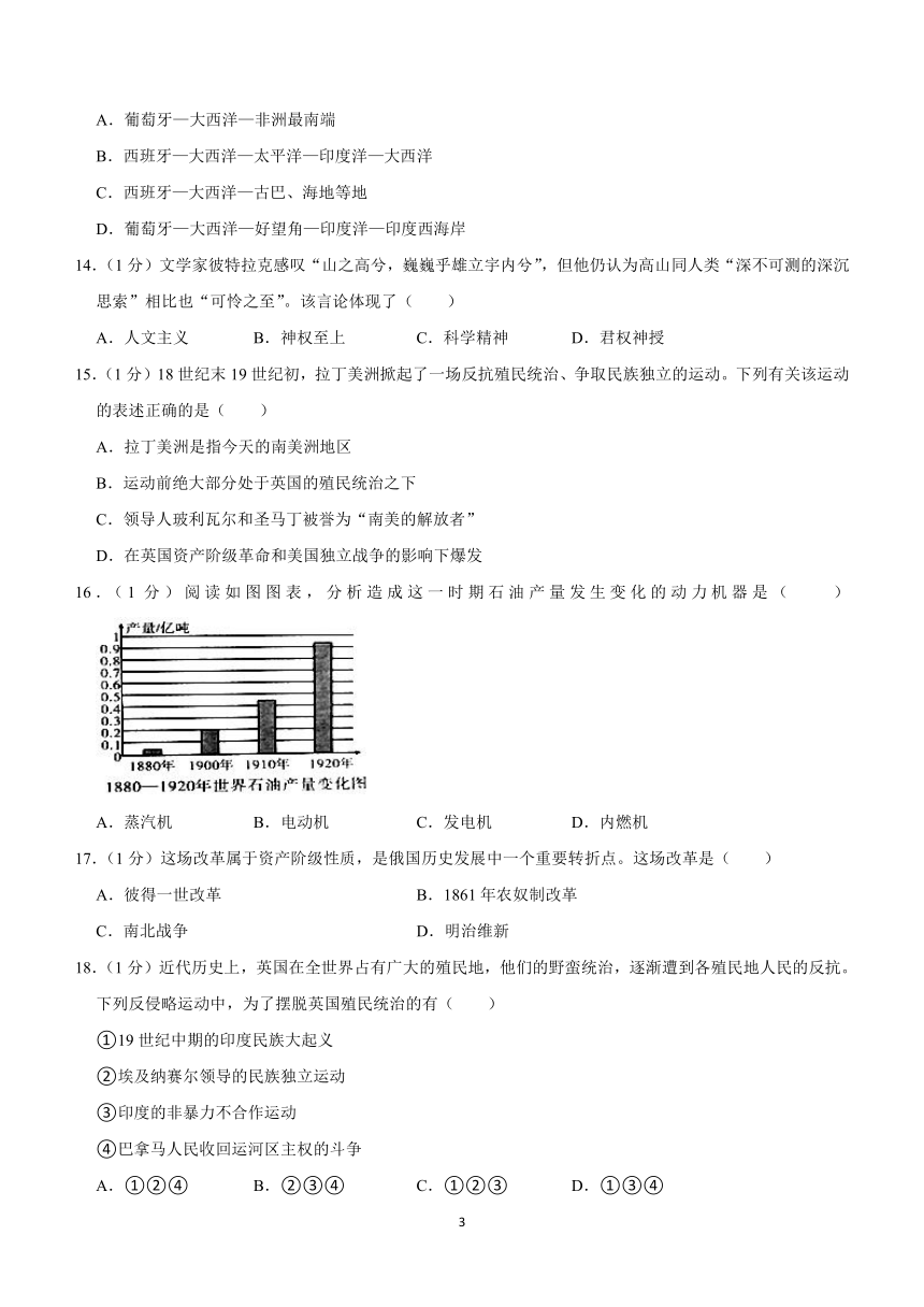 吉林省长春市榆树市部分学校2023-2024学年九年级下学期开学历史试题(含答案)