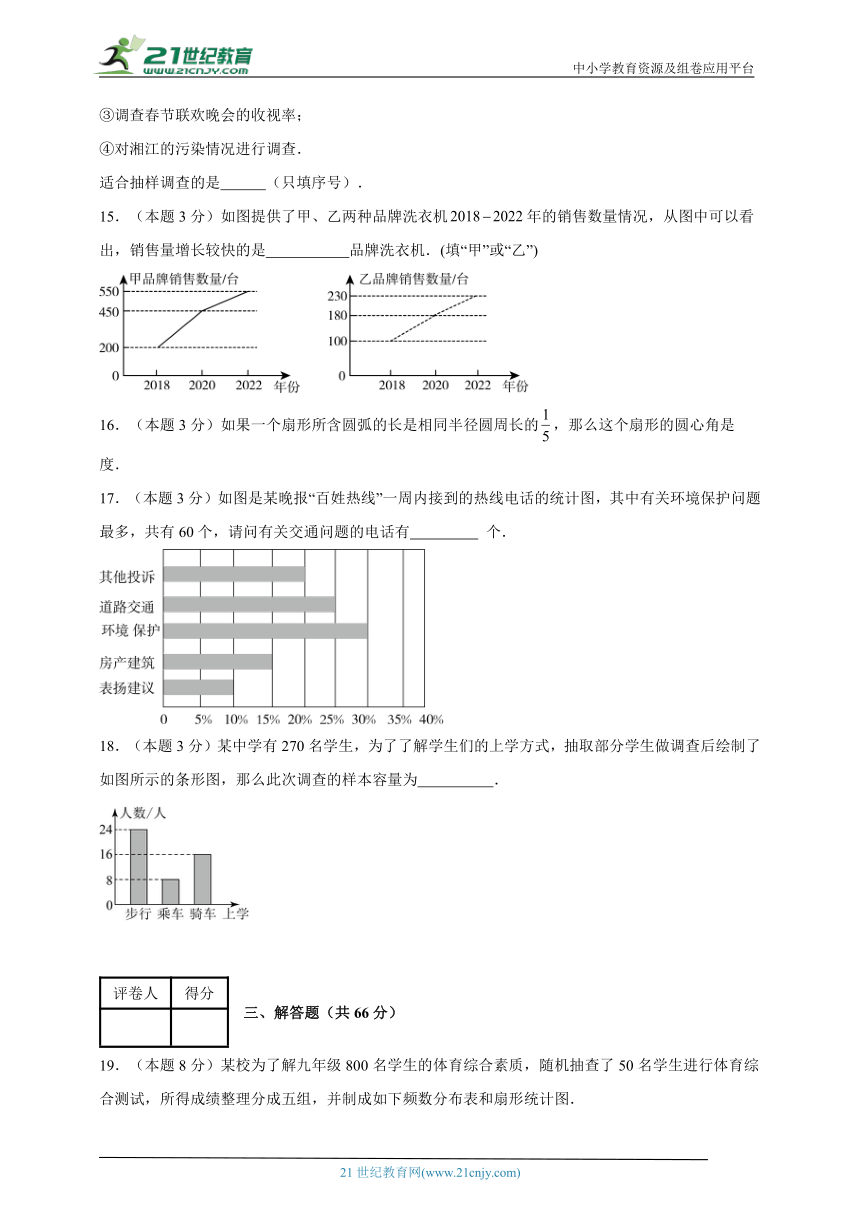 2023-2024学年数学八年级数据的收集与整理单元测试试题（冀教版）基础卷二含解析