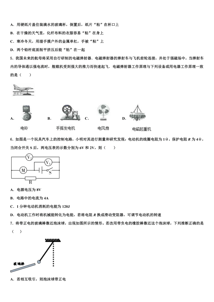 2024届张掖市重点中学物理九年级第一学期期末预测试题（含解析）