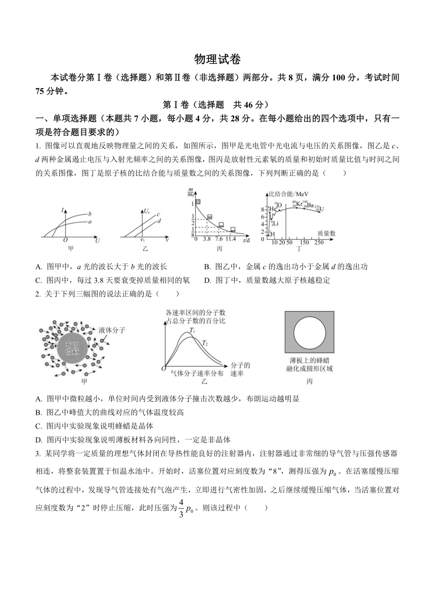 2024届河北省部分高中高三下学期一模物理试题（含答案）